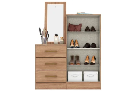 COMODA BRIZ B700 3 CAJONES 2PZ  CANELA/OFFW