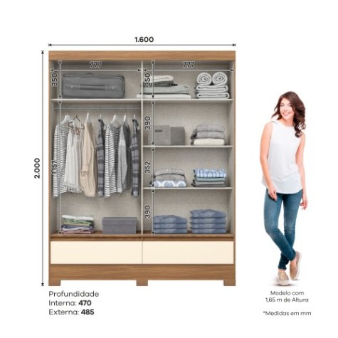 ROPERO BRIZ B373 C/ESP CORR 2P NAT/OFF/NEG